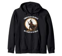 I Might Be Out Of Spells But Not Shells Tshirt Wizard Gun Zip Hoodie
