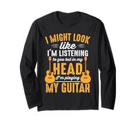 I Might Look Like I’m Listening Funny Guitar Lovers Retro Long Sleeve T-Shirt