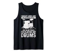 I Might Look Like I'm Listening Playing Drums Funny Drummer Tank Top