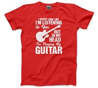 I Might Look Like I'm Listening to You But in My Head I'm Playing My Guitar - Kids T-Shirt - Guitarist Player 7-8 Years red