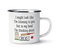 I Might Look Like I'm Listening to You Cricket Enamel Mug Cup