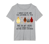 I Might Look Like I'm Listening to You Getting More Chickens T-Shirt, Women's Plus, Heather Grey, 3X
