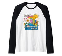 I Miss Kindergarten Already Last Day of School Retro Groovy Raglan Baseball Tee