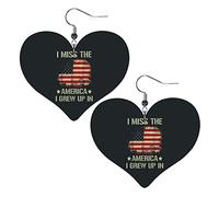 I Miss The America I Grew Up In Leather Earrings For Women Dangle Earring Drop Heart Pendant With Hook Gifts For Adult Girl