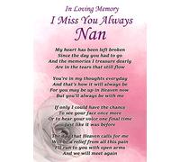 I Miss You Always Nan Memorial Graveside Funeral Poem Keepsake Card Includes Free Ground Stake F321