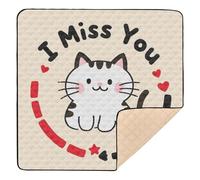 I Miss You Cartoon Cute White Cat Soft Foam Baby Play mat Foldable for Indoor Outdoor Non-Toxic Foldable Padded Baby Mat for Babies Infants Toddlers, 50'' x 50''tapete para juegos de
