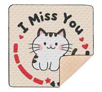 I Miss You Cartoon Cute White Cat Soft Thick Baby Gym Play mat for Indoor Outdoor Washable Foldable Travel Play Mat for Babies Infants Toddlers, 50'' x 50''para juegos de