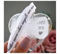 I MISS YOU In Memory of Feather Heart Bauble Gift Boxed Amaya Rose Ltd Clear One Size