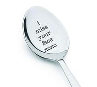 I Miss Your Face Xoxo Spoon For Friends Boyfriend Girlfriend Moving Away Goodbye Gift / Engraved Stainless Steel Spoon Gift / Perfect For Your Long Distance Loved Ones / Size 7 Inches