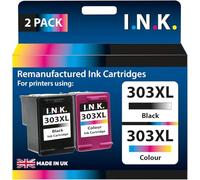 I.N.K. 303 XL Ink Cartridges Black and Colour High Yield HP303 Printer Ink Cartridges Combo Pack Compatible with ENVY Photo 6220 6230 6232 6234 7130 7134 7830 7834 Tango Tango X (2 Pack)