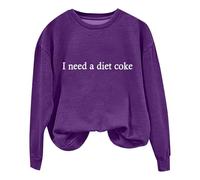 I Need a Diet Coke Letter Print Womens Pullover Hoodie Long Sleeve Hoodies for Women Plus Size Lightweight Hoodie Women's Fashion for Grandma Todays Offers Special Deals Purple
