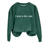 I Need a Diet Coke Letter Print Womens Pullover Hoodie Long Sleeve Hoodies for Women Plus Size Lightweight Hoodie Women's Fashion for Grandma Todays Offers Special Deals