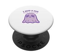 I Need A Hug From A Baddie Cute Sad Ghost Emotional PopSockets Adhesive PopGrip