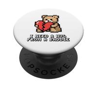 I Need A Hug From A Baddie Pixel Art Teddy Bear PopSockets Adhesive PopGrip