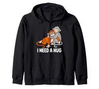 I Need A Hug Monkeys Introvert Mood Relaxed Vibes Anytime Zip Hoodie