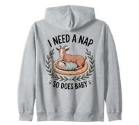 I Need A Nap So Does Baby Funny Tired Mom Goat Zip Hoodie