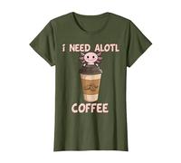 i Need Axolotl Coffee Funny Axolotl Inside Coffee Mug T-Shirt, Women, Olive Green, X-Small