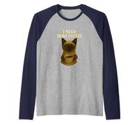 I Need More Coffee Cat, Tired Kitty Mug Art Raglan Baseball Tee