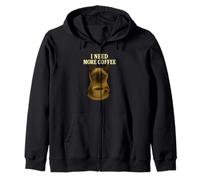 I Need More Coffee Cat, Tired Kitty Mug Art Zip Hoodie