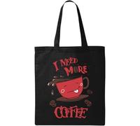 I Need More Coffee Cute Cup and Beans Natural Ecological Cotton Tote Bag Black