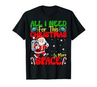 I Need More Space Christmas Astronaut Santa Hat Snowflakes T-Shirt
