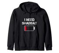 I Need Shabbat Shalom Low Battery Challah Jewish Weekend Zip Hoodie