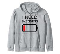 I Need Skegness Low Battery Funny UK Seaside Holiday Top Zip Hoodie