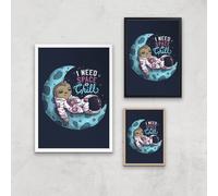 I Need Space To Chill Giclee Art Print - A3 - Black Frame