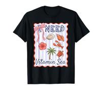 I Need Vitamin Sea Girly Coastal Pink Bow Coquette Stripes T-Shirt