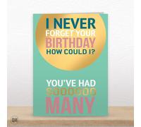 I Never Forget Your Birthday, You've Had Sooo Many...- Funny Birthday Card