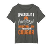I Never Killed A Mountain Lion BUT I Have ONE T-Shirt, Women's Plus, Asphalt Grey, 1X