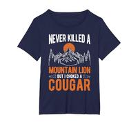 I Never Killed A Mountain Lion BUT I Have ONE T-Shirt, Women's Plus, Navy Blue, 6X