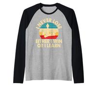 I Never Lose Either I Win Or I Learn, Retro Distressed Chess Raglan Baseball Tee