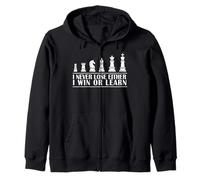 I Never Lose Either I Win Or Learn Chess Players Game Piece Zip Hoodie