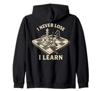 I Never Lose I Learn Chess Player Board Game Zip Hoodie