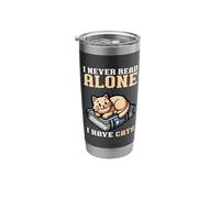 I Never Read Alone Have Cats - Cat Themed Reading Stainless Steel Insulated Tumbler