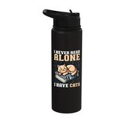 I Never Read Alone Have Cats - Cat Themed Reading Stainless Steel Insulated Water Bottle