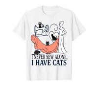 I Never Sew Alone Funny Cat Lover Sewing Design Value Graphic T-Shirt