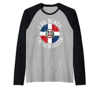 I No Black I'm Dominican - Vintage Distressed Republic Flag Raglan Baseball Tee