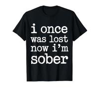 I Once was Lost Now I'm Sober Recovery Value Graphic T-Shirt, Men, Black, M