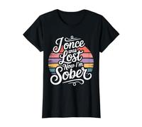 I Once was Lost Now I'm Sober Recovery - Value Graphic T-Shirt, Women, Black, M