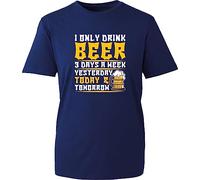 I Only Drink Beer 3 Days A Week Yesterday, Today, Tomorrow Beer Lovers T-Shirt Beer Drinking Joke Funny Meme Entertainment Sarcastic Gift for Friends Birthday Xmas Gift Tee Top (Navy, L)