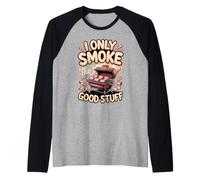I Only Smoke the Good Stuff BBQ Bacon Smoker Pun Raglan Baseball Tee
