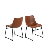 Furniture To Go I Oregon Dining Chair In Brown With Cream Stitching Set Of 2