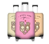 I Otterly Adore You Luggage Cover Cute Funny Travel Suitcase Protector Custom Background Colour Kids Adults Gift, Valentine Romantic Present