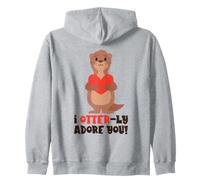 I Otterly Adore You Valentines Day Couples In Love Otter Zip Hoodie