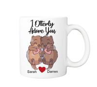 I Otterly Adore You Valentines Mug - Personalised with Any Names - Happy Valentines Gifts for Him or Her Girlfriend Wife Partner Fiancée Boyfriend Husband Anniversary Birthday Present