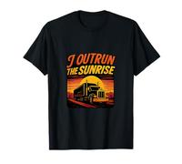 I Outrun The Sunrise Trucker novelty Retro Desert Design T-Shirt