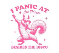 i Panic at a lot of Places Besides The Disco Hilarious Typography Funny Animal Vintage Squirrel Wall Decals 54.6x62.7cm Multiple Size Options Pink