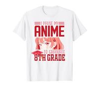I Pause My Anime to Graduate 8th Grade Graduation Girls Red T-Shirt